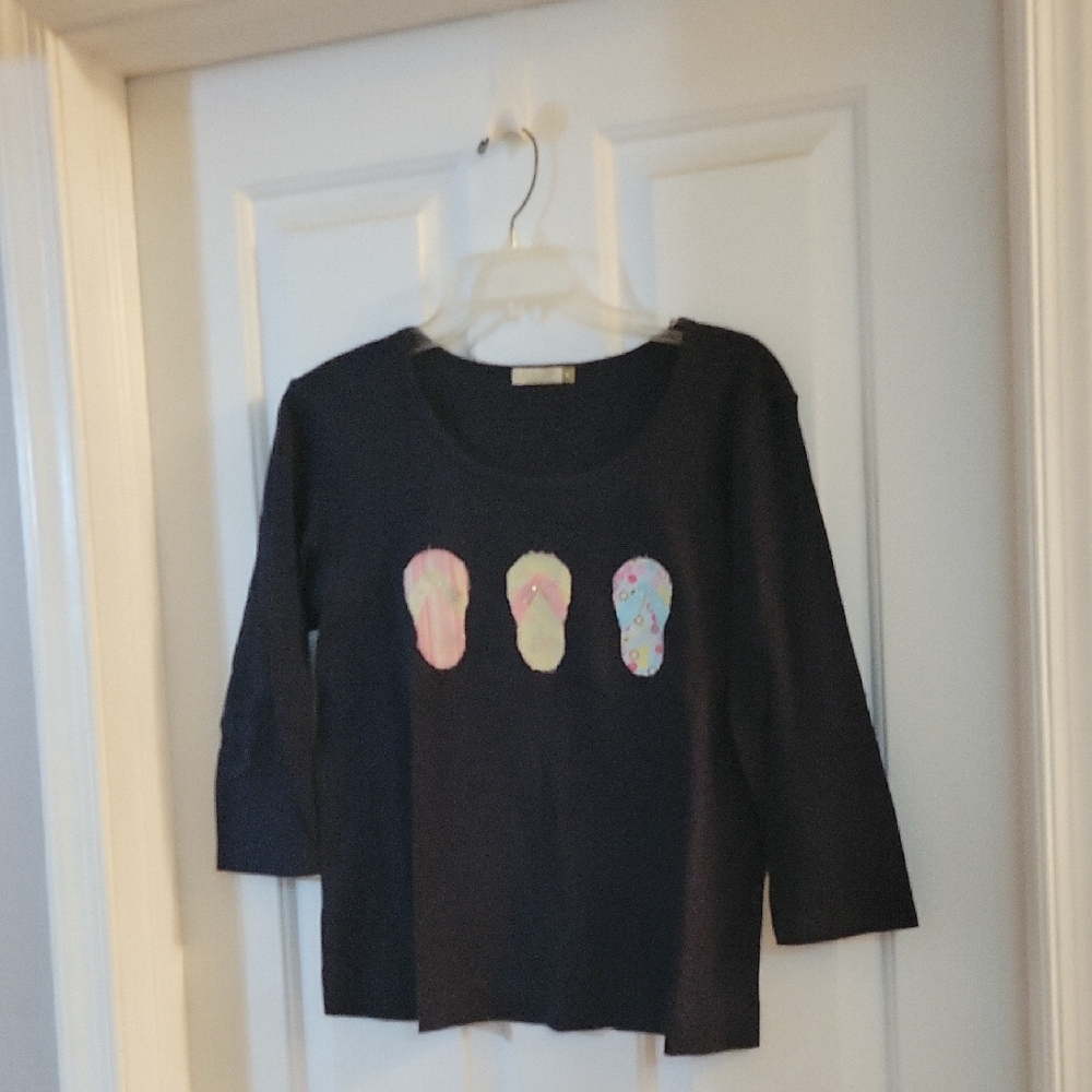 Chalet Cotton Black Shirt with Flip-Flop Design Medium